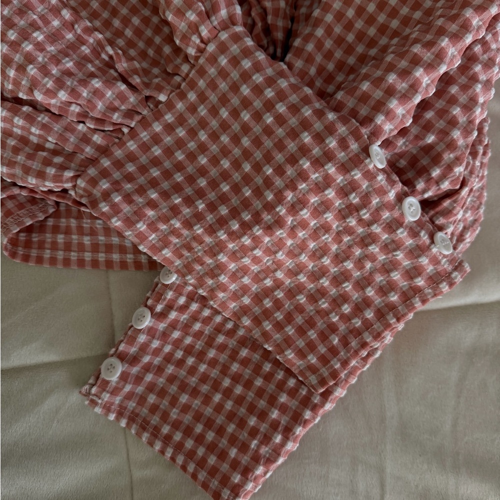 Pink Gingham Off-Shoulder Top - Picture 4 of 5